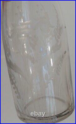 Carafe à liqueur cristal et argent fin XIX° style Louis XVI° h. 24cm / diam. 6cm