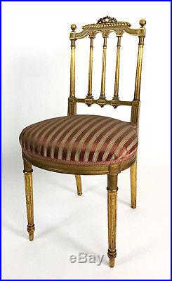 Chaise De Musicien Epoque N III En Bois Doré Et Tapisserie De Style Louis XVI