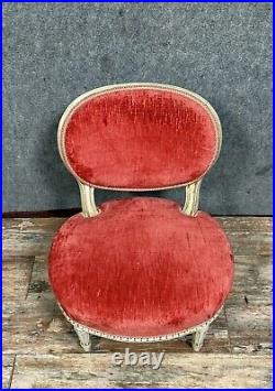 Chaise d'appoint ou chauffeuse de style louis XVI en bois laqué vers 1880