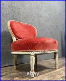 Chaise d'appoint ou chauffeuse de style louis XVI en bois laqué vers 1880