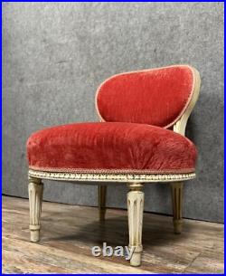 Chaise d'appoint ou chauffeuse de style louis XVI en bois laqué vers 1880