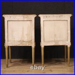 Chevets mobiles paire de tables laquées peintes style Louis XVI années 1960