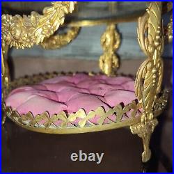 Coffre boite à bijoux Style Louis XVI verre bombé XIXème Laiton doré à restaurer