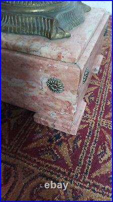 Colonne haute en marbre rose et bronze style Louis XVI