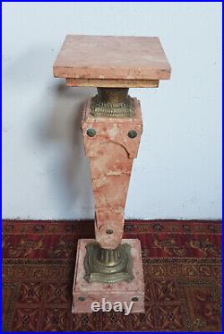 Colonne haute en marbre rose et bronze style Louis XVI