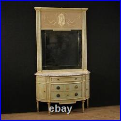 Commode à demi-lune meuble buffet miroir de style ancien Louis XVI 20ème siècle