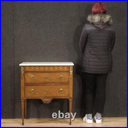 Commode chiffonier meuble en bois incrusté style ancien Louis XVI marbre 900