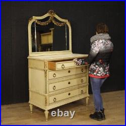 Commode laquée avec miroir chiffonier meuble marbre style Louis XVI 900