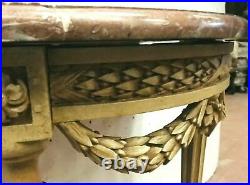 Console de style Louis XVI en hêtre patiné Dessus de marbre XIX siècle