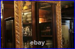 Console demi-lune avec miroir en bois doré de style Louis XVI