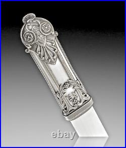 Coupe Papier Argent Massif+bakelite Style Louis XVI Xixème Opener Letter Silver