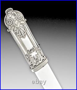 Coupe Papier Argent Massif+bakelite Style Louis XVI Xixème Opener Letter Silver