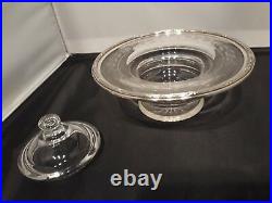 Coupe à caviar cristal et métal argenté style Louis XVI ruban croisé bonbonière