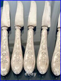 Couteaux en Argent fourré Style Louis XVI Coffret Ménagère XIXe siècle