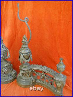 Devant de Cheminée Style L XVI Bronze Lions Pots à feu Serpents Balustrade XIX°
