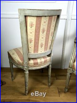 Fauteuil + Chaise Anciens Fin 19eme En Bois Laqué De Style Louis XVI