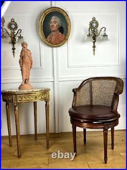 Fauteuil De Bureau Tournant Estampillé Mailfert (1884-1943) De Style Louis XVI