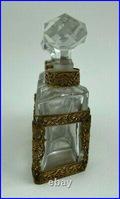 Flacons A Odeur XIX Eme Cristal Monte Bronze Style Louis XVI Napoleon III H2579