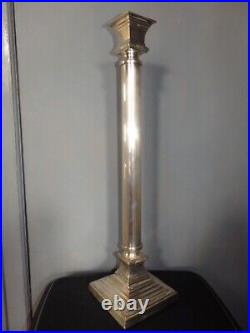 GRAND 54.5 cm BOUGEOIR BRONZE ARGENTE ou PIED DE LAMPE STYLE LOUIS XVI EMPIRE