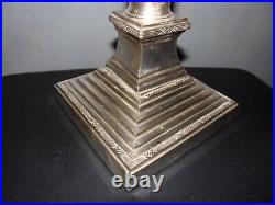 GRAND 54.5 cm BOUGEOIR BRONZE ARGENTE ou PIED DE LAMPE STYLE LOUIS XVI EMPIRE