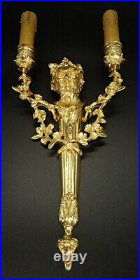 GRANDE PAIRE APPLIQUES, BUSTE DE BACCHUS, STYLE LOUIS XVI, XIXe BRONZE 40 cm