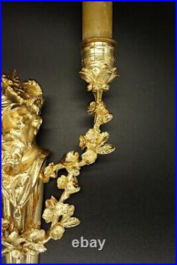 GRANDE PAIRE APPLIQUES, BUSTE DE BACCHUS, STYLE LOUIS XVI, XIXe BRONZE 40 cm