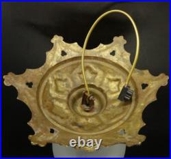GRANDE SUSPENSION / PLAFONNIER OGIVE STYLE LOUIS XVI BRONZE & VERRE 32,5 cm