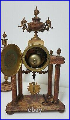 Garniture De Pendule En Bronze Laiton Style Louis XVI