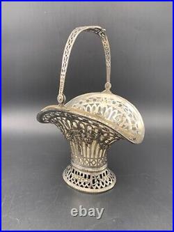 Georg Roth Hanau Panier vase en argent & verre style Louis XVI c. 1900