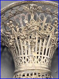 Georg Roth Hanau Panier vase en argent & verre style Louis XVI c. 1900