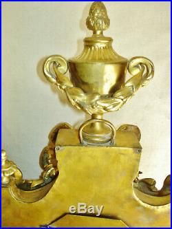 Grand Cartel D'applique Style Louis XVI En Bronze Du XIX Ème Siècle. Ht 62 CM