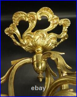 Grand Lustre Style Rocaille / Rococo Début 1900 Bronze Laiton Pampilles Verre