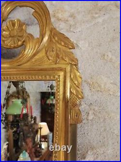 Grand Miroir style louis XVI décor du fronton Musique 19ème haut 133 cm