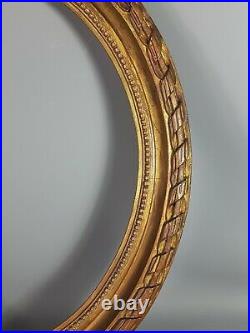 Grand ancien cadre ovale bois sculpté style Louis XVI 72x64 Feuillure 60x51cm SB