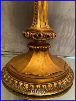 Grand pied de lampe 55 cm bois doré à décor sculpté aux béliers style Louis XVI