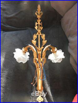 Grande Applique En Bronze Dore Style Louis XVI Tulipes 60 CM