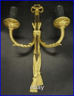 Grande Paire D'appliques, Noeud Et Flèche, Style Louis XVI Bronze