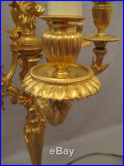 Grande paire de candélabres style Louis XVI bronze doré signés Jollet époque XIX