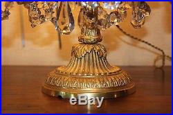 Grande paire de girandoles de style Louis XVI cristal et bronze doré XIX siècle
