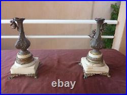 Grosse paire de cassolettes 19ème, style louis XVI, marbre, bronze, regule, 8 kg