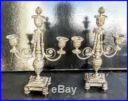 Halphen (alfenide) Jolis Paire De Bougeoirs Metal Argente Modele Style Louis XVI
