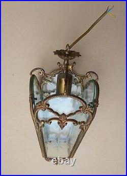 Importante lanterne en bronze de style Louis XVI état de marche verres gravés