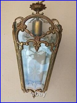 Importante lanterne en bronze style Louis XVI état de marche verres gravés