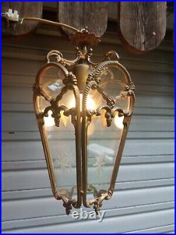 Importante lanterne en bronze style Louis XVI état de marche verres gravés