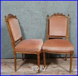 Jolie paire de chaises de style Louis XVI en noyer vers 1850 Jolie paire de chaises de style Louis XVI en noyer vers 1850