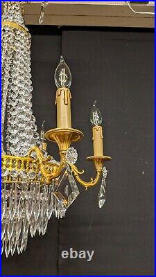 LUSTRE à pampilles cristal style Louis XVI montgolfière