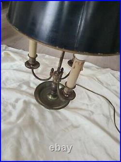 Lampe Bouillote 3 Lumiere En Bronze Abat Jour Tole Style Louis XVI Epoque XX Eme