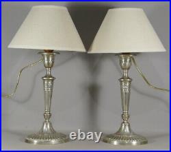 Lampes Bougeoirs En Argent Massif, Style Louis XVI, Fin XIX ème