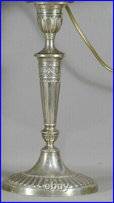 Lampes Bougeoirs En Argent Massif, Style Louis XVI, Fin XIX ème