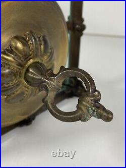 Lanterne en Bronze et Verre 4 Faces Style Louis XVI Double Ampoule sur Plateau